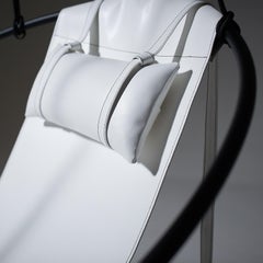 Sling Hanging Swing Chair Genuine White Leather 21st Century Modern