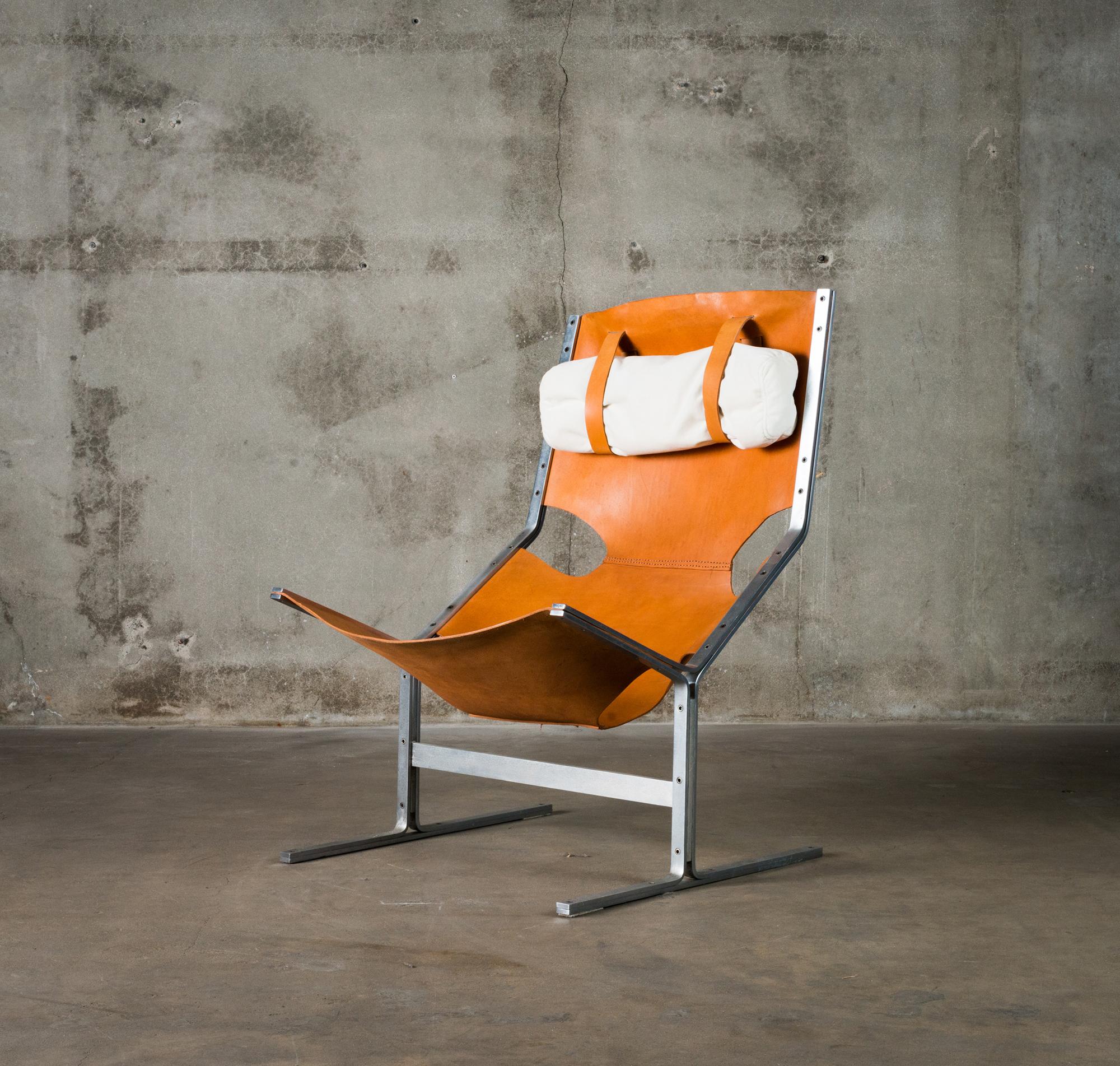 Leather sling lounge chair by A. Polak, Netherlands, 1958.