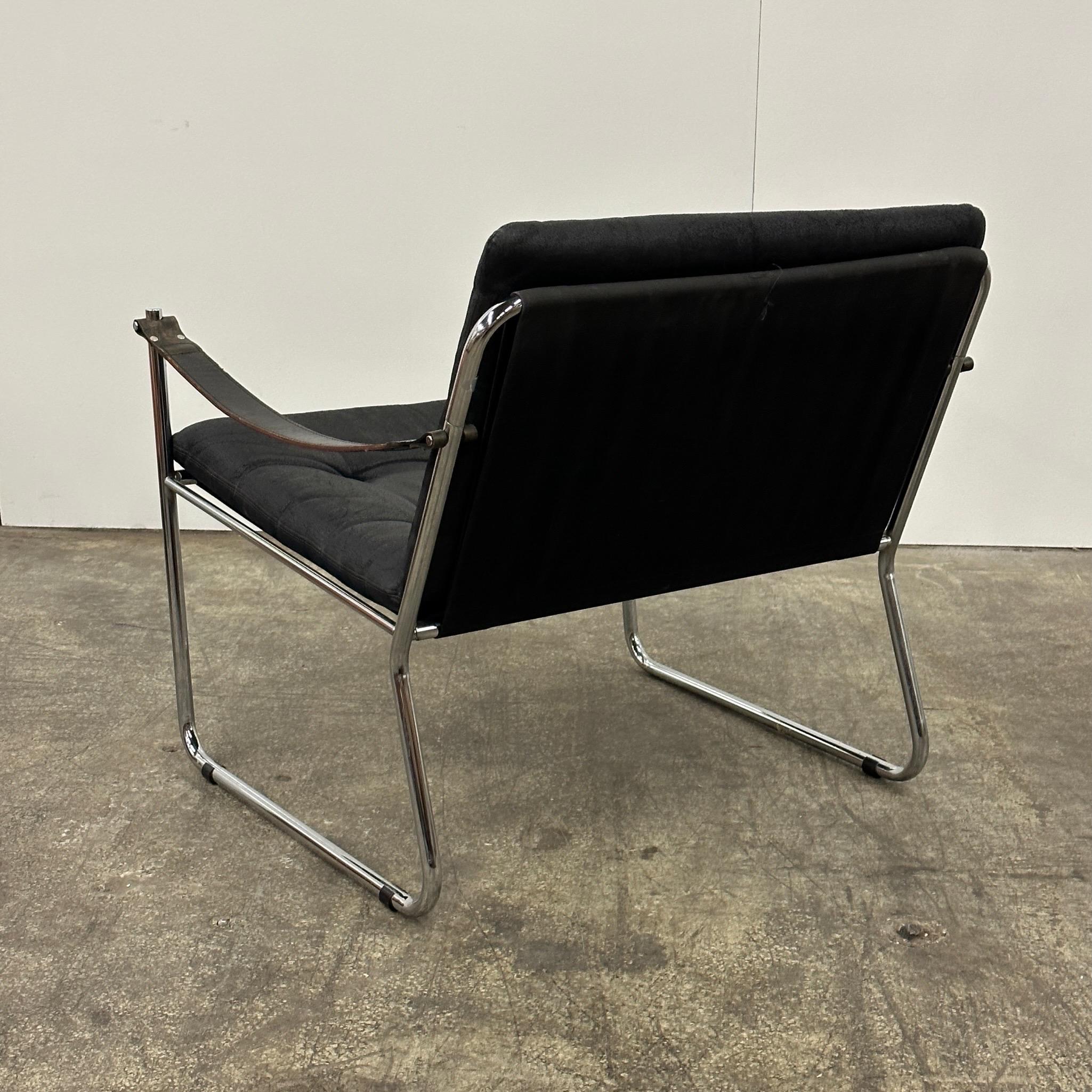 Leather Sling Lounge Chair by Karin Mobring for Ikea For Sale
