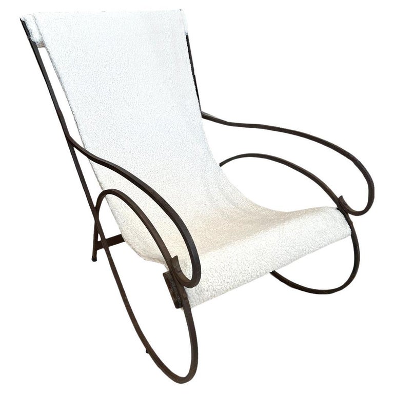 Sling Lounge Chair, Vintage Wrought Iron For Sale at 1stDibs