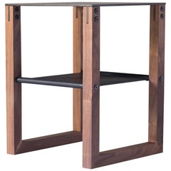 Sling - Modern Aluminum, Leather and Walnut Side Table 