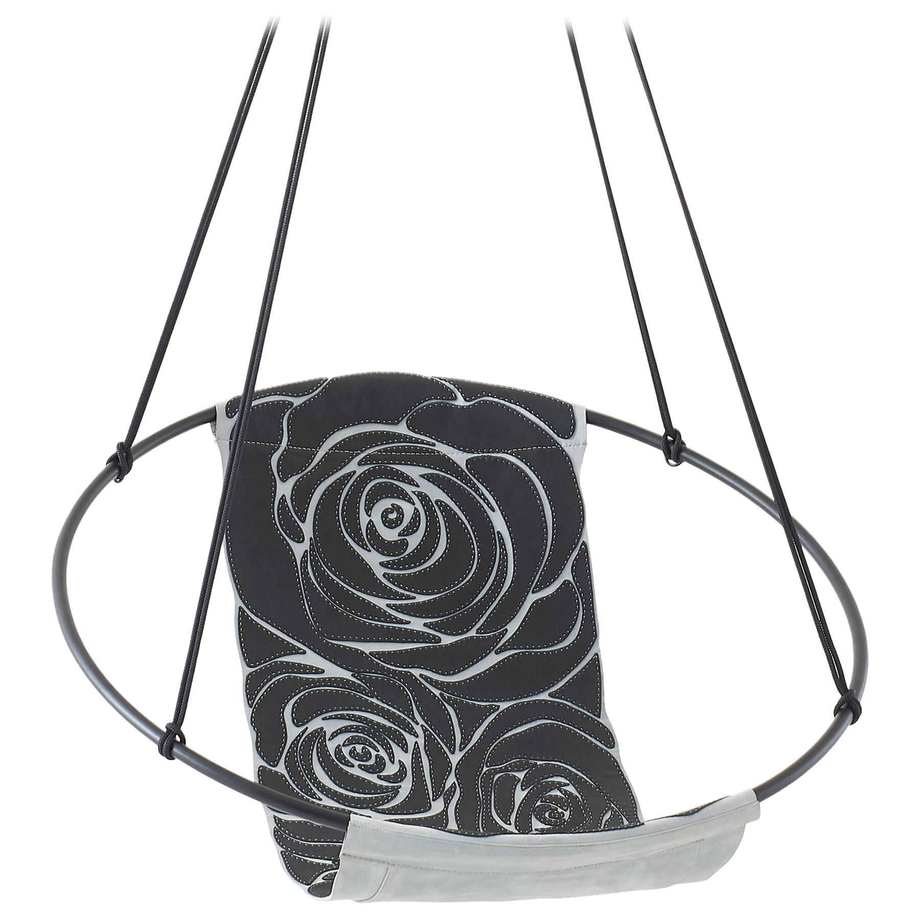 Sling Rose Grey Black Hand Stitched Genuine Leather For Sale
