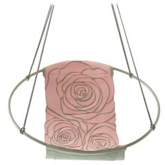 Sling Rose Pink Grey Hand Stitched Genuine Leather