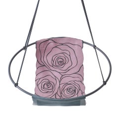 Sling Rose Pink Grey Machine Stitched Genuine Leather Hanging Swing Chair
