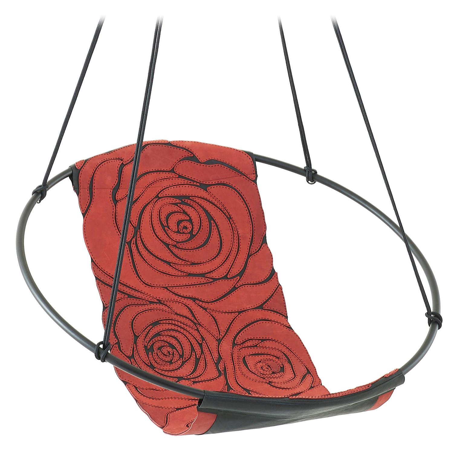 Écharpe en cuir véritable cousue à la main rouge rose et noir en vente