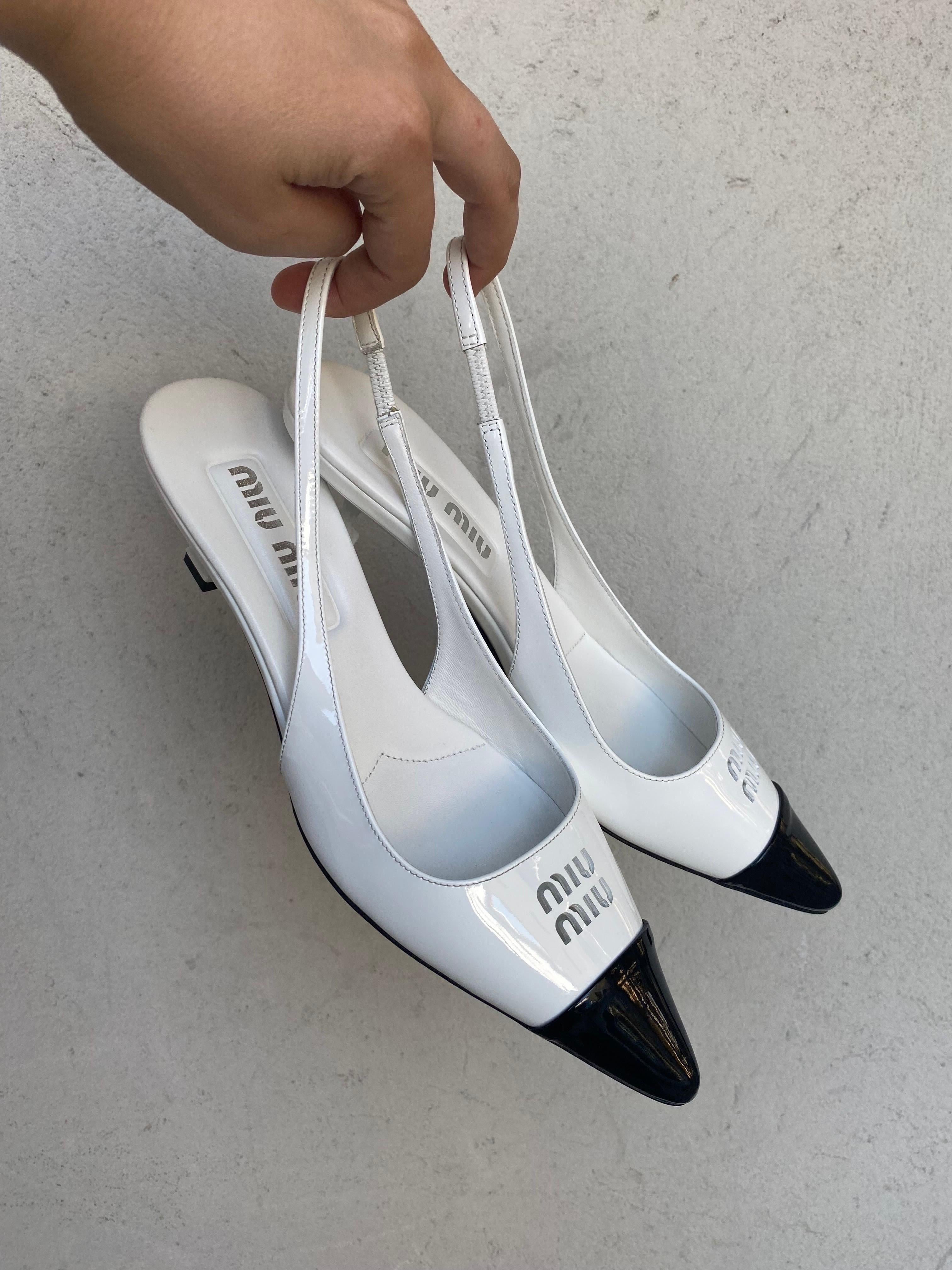 Slingback mules Miu Miu sandalo black & white 4
