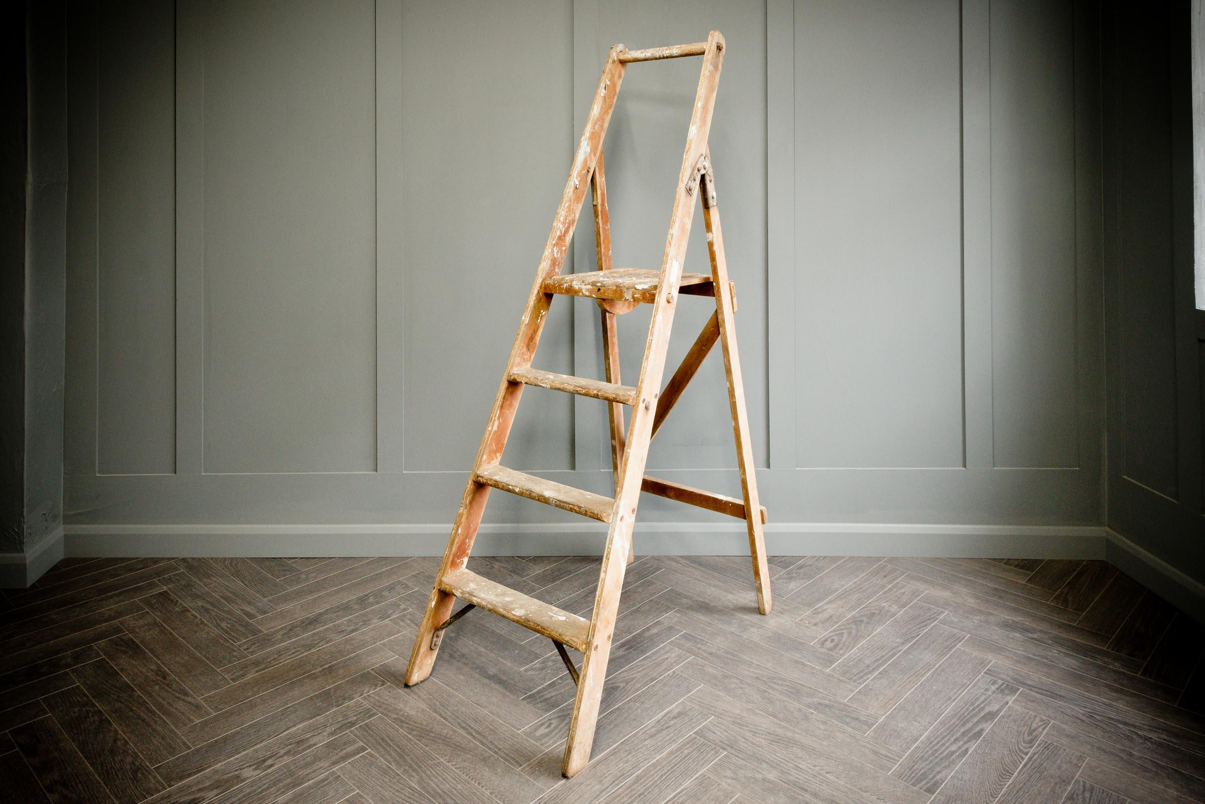 three step wooden ladder