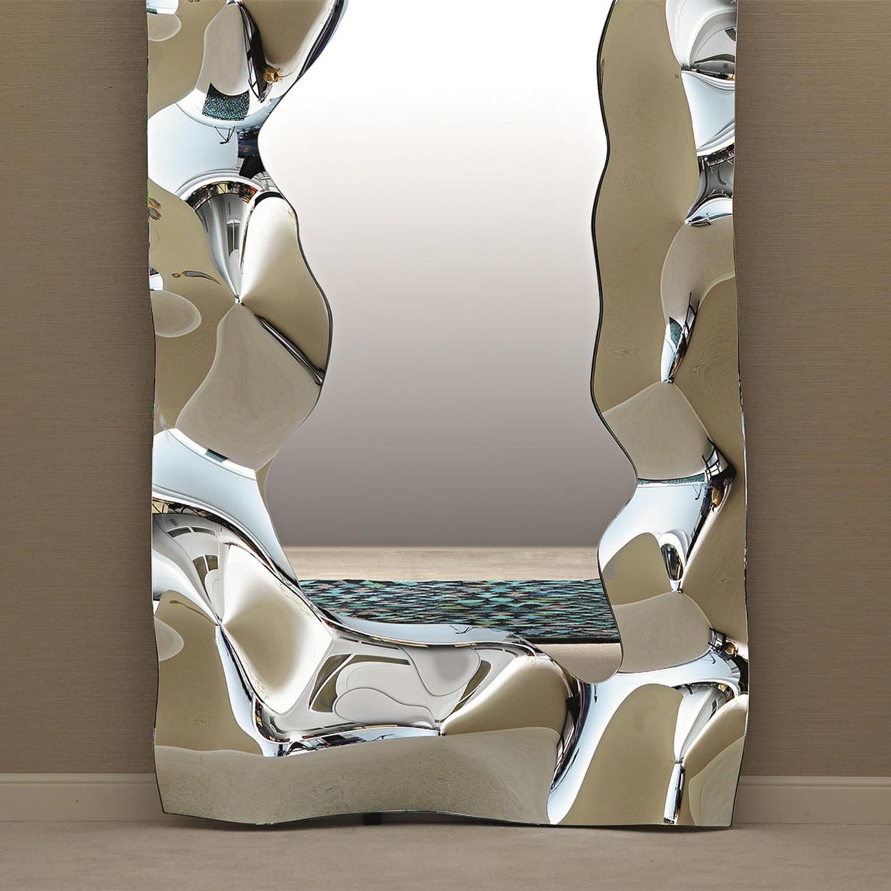 Vollspiegel mit Gliedern aus gesprenkeltem Spiegelglas (Metall) im Angebot