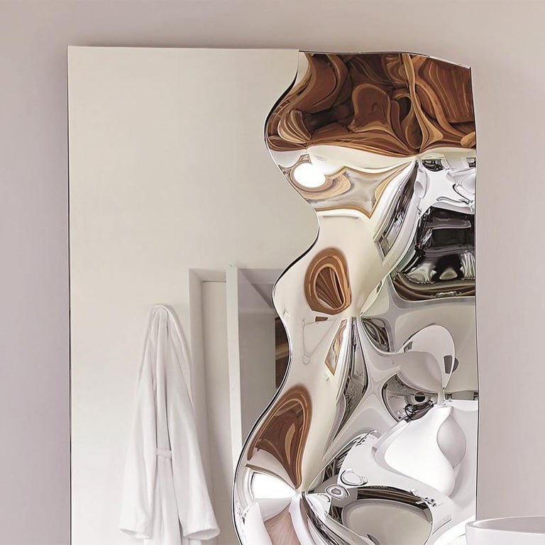 Slinking Half Mirror in Fused Mirror Glass For Sale at 1stDibs half