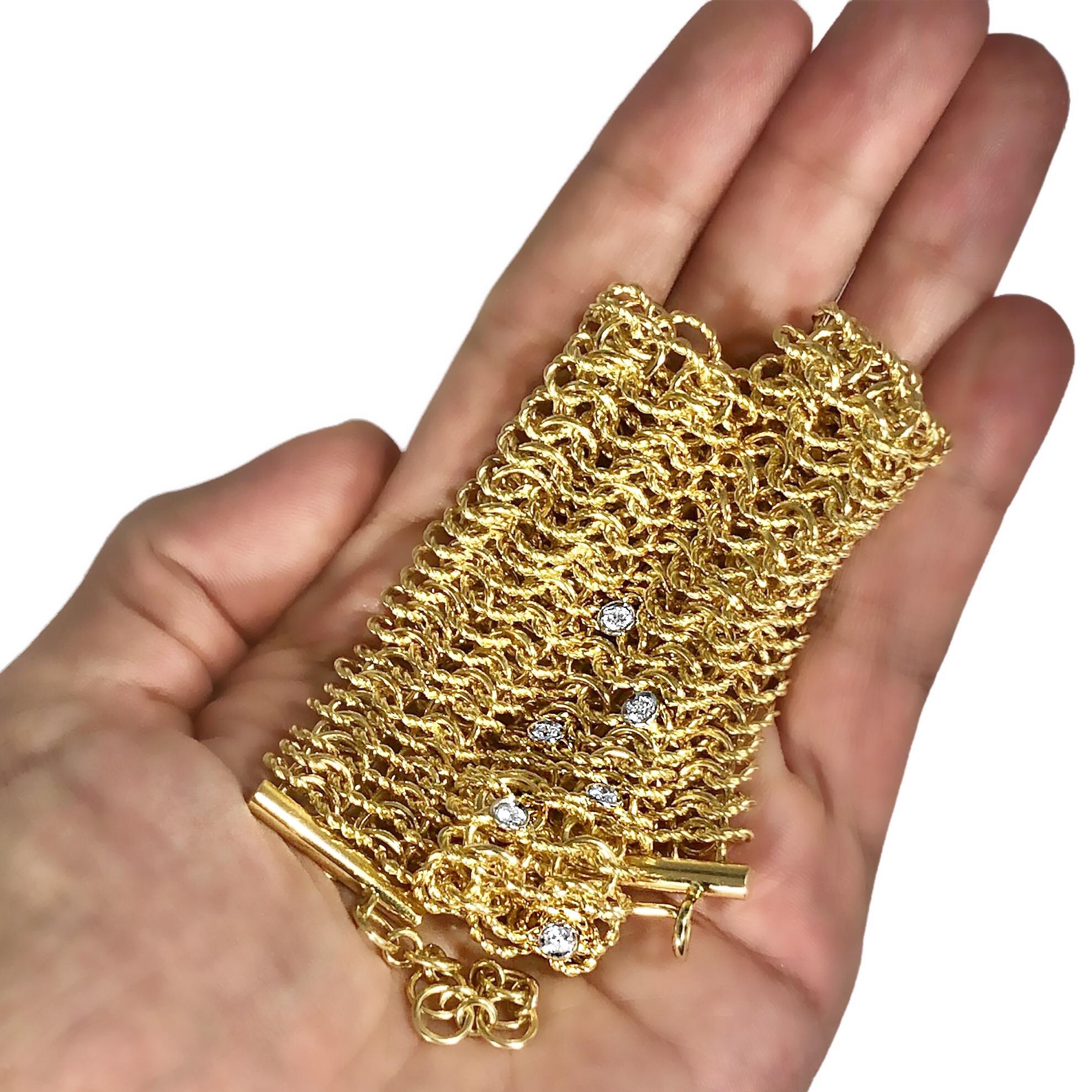 gold mesh chain with diamond pendant