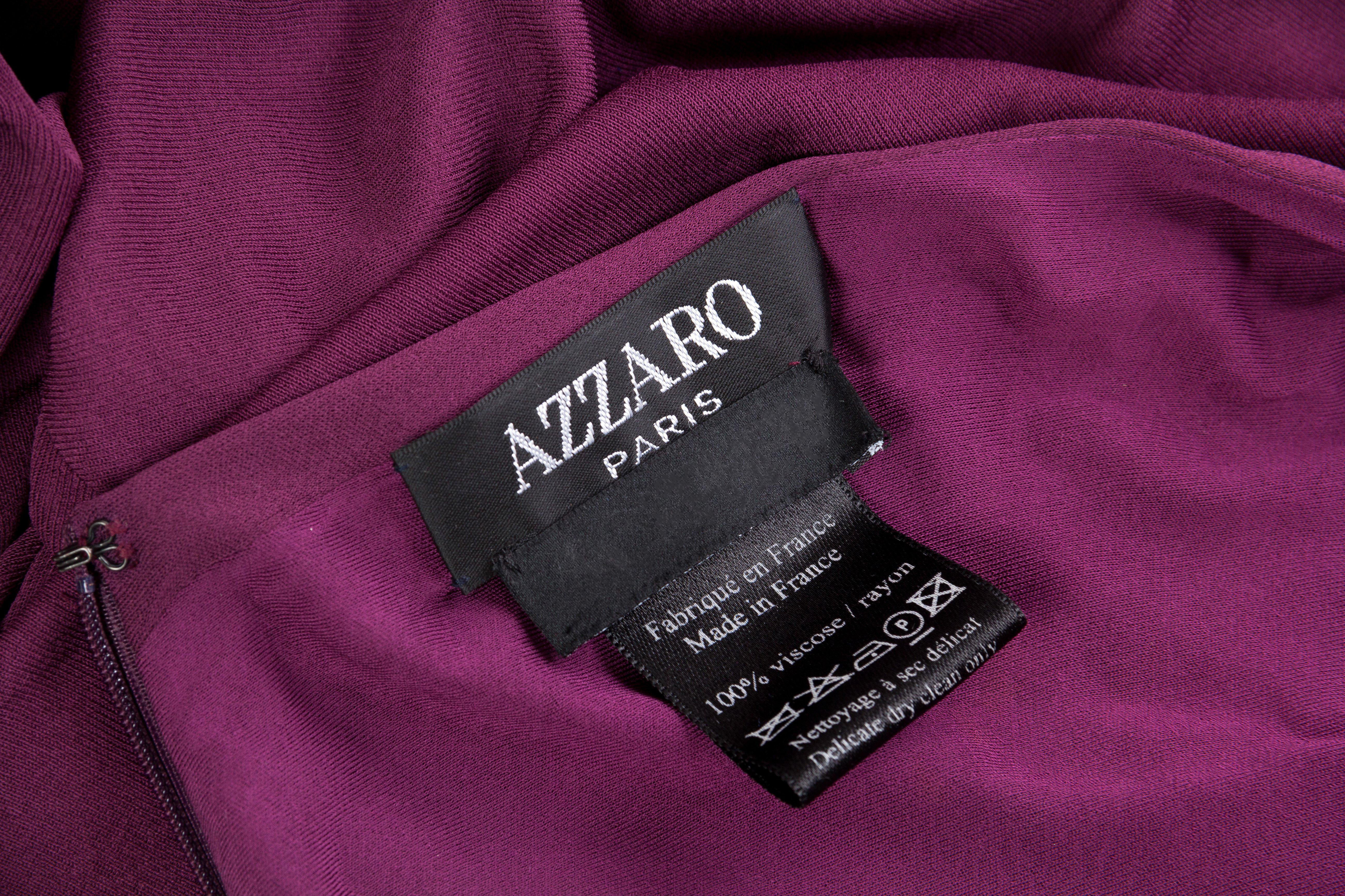 1970S LORIS AZZARO Black & Purple Viscose Jersey Slinky Disco Trained Gown For Sale 6