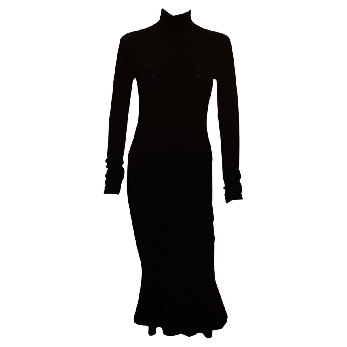 Slinky Black Norma Kamali Evening Dress For Sale