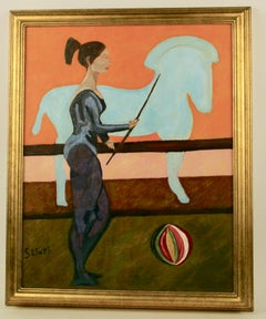 Retro Female Circus  Horse Trainer   Painting