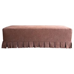 Slip Covered Bench in 100% Pure Linen with Pleated Skirt Detail