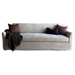 Slip Covered Slope Arm Sofa in Flax with Down Cushions - Hemp