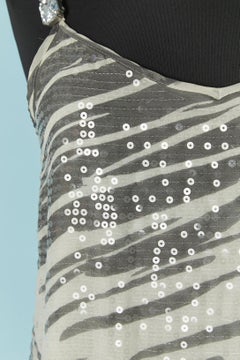 Slip evening dress in printed silk and transparent sequin TSUMORI CHISATO