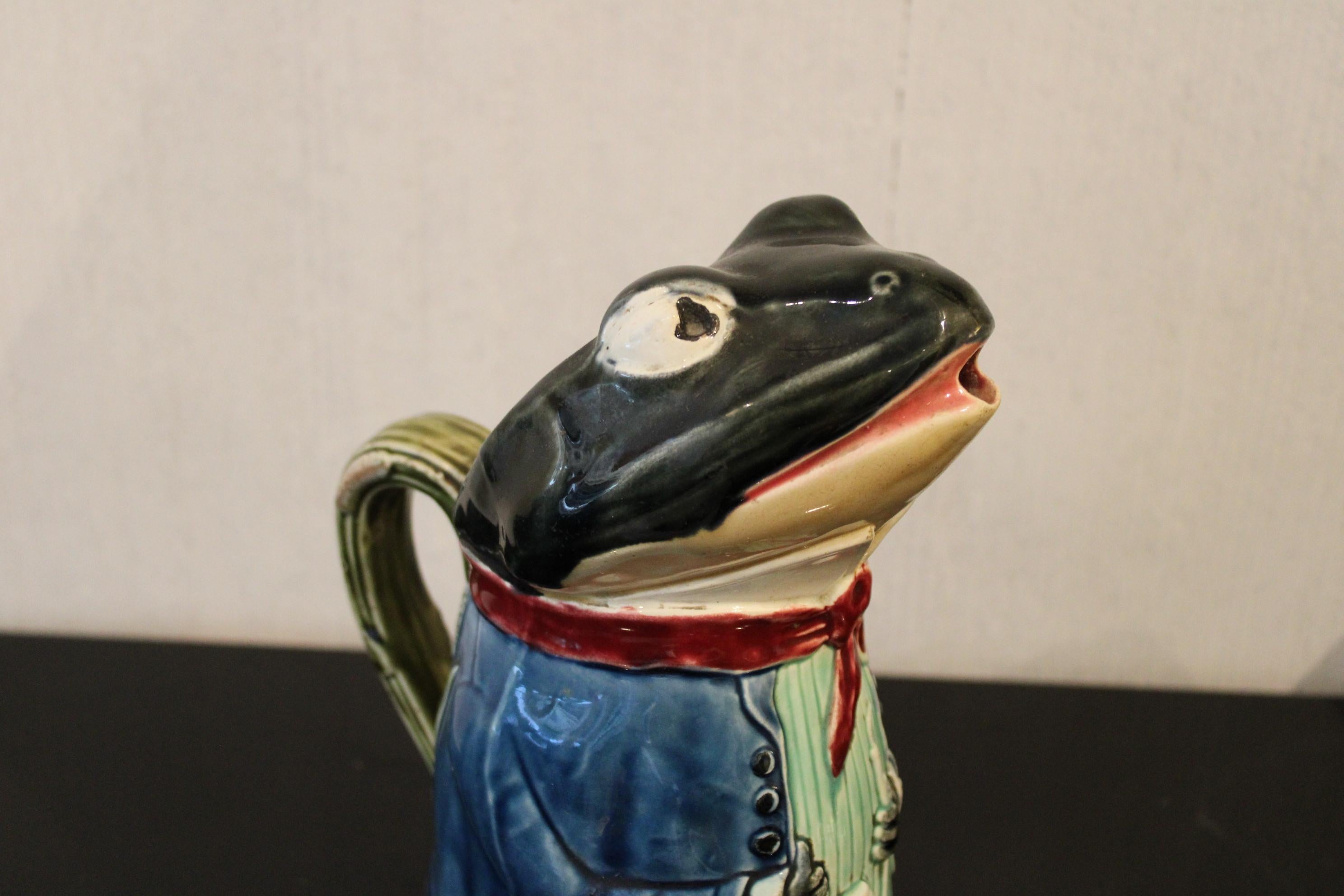Earthenware Slip Frog Pitcher, 20th Century For Sale