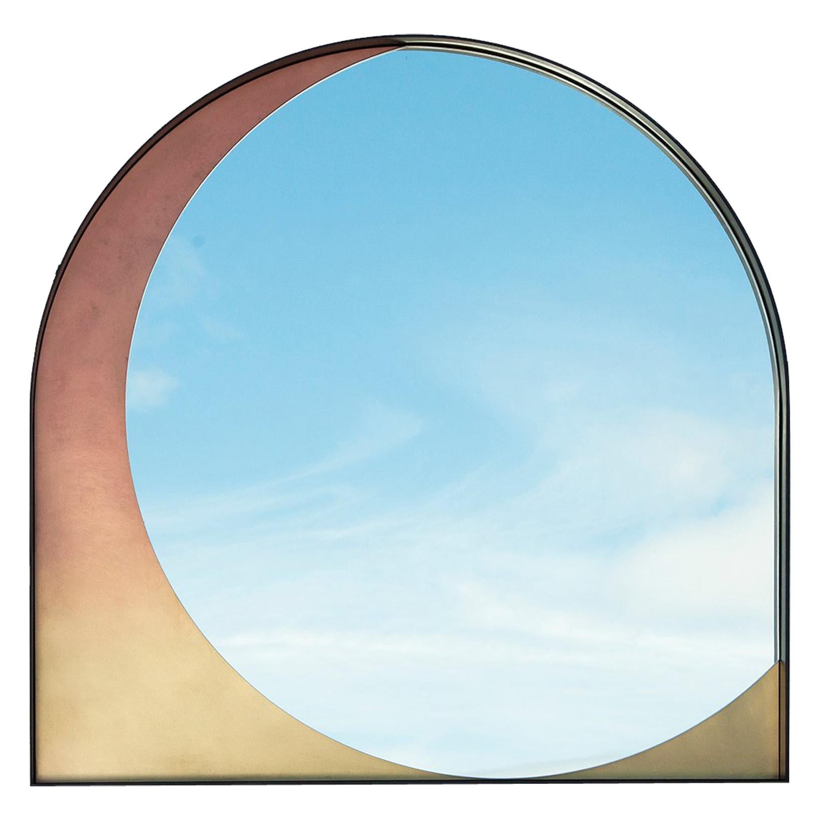 Slip Mirror in Contemporary Blackened Steel and Rose Gradient Patinated Bronze