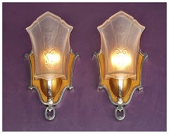 Slip Shade Sconces w/ Crown & Shield 4 pr available priced per pr vintage lights