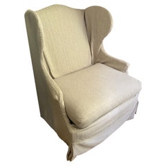 Vintage Slipcover Glider Chair, Linen & Acrylic, Custom Design, 1990