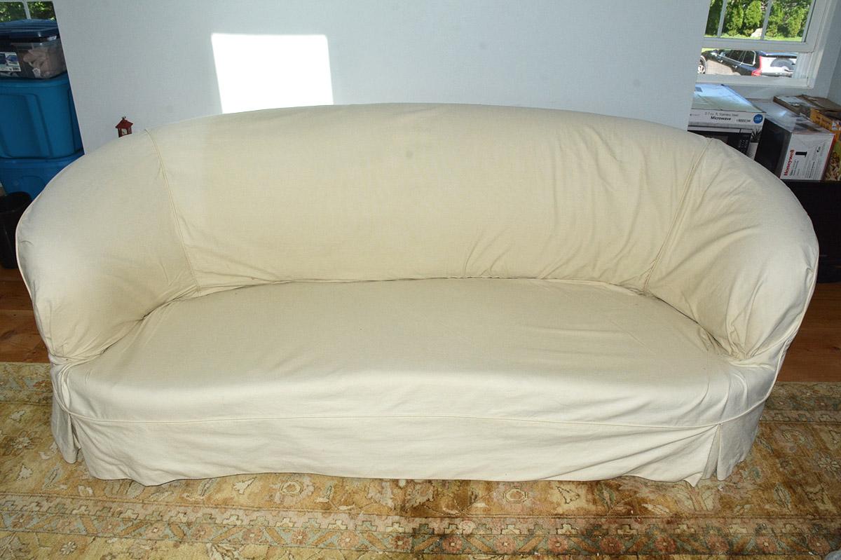 Slipcovered Curved Sofa 3