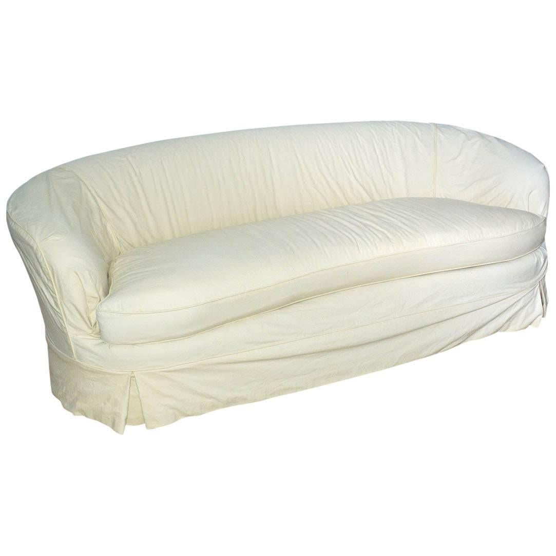 Slipcovered Curved Sofa