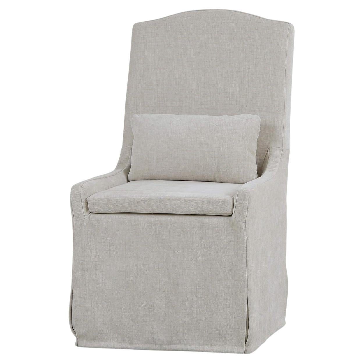 Slipcovered Dining Chair – Light Beige Upholstery