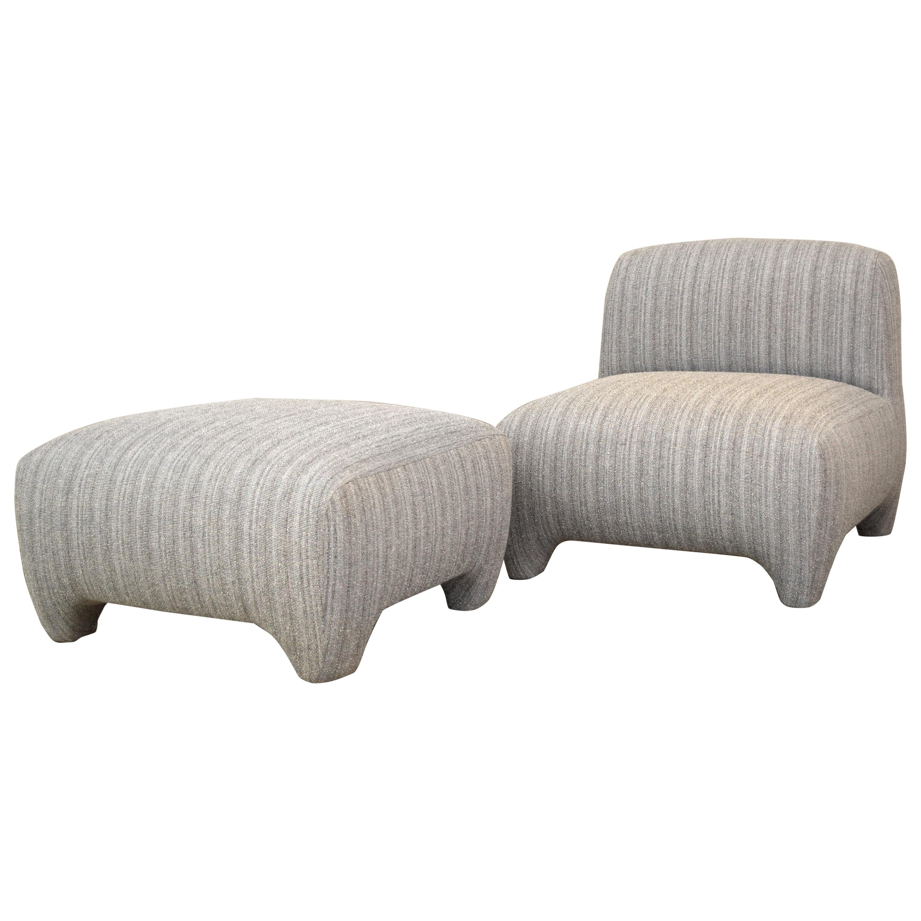 Slipper Chair / Armchair with Ottoman by Tinatin Kilaberidze For Sale