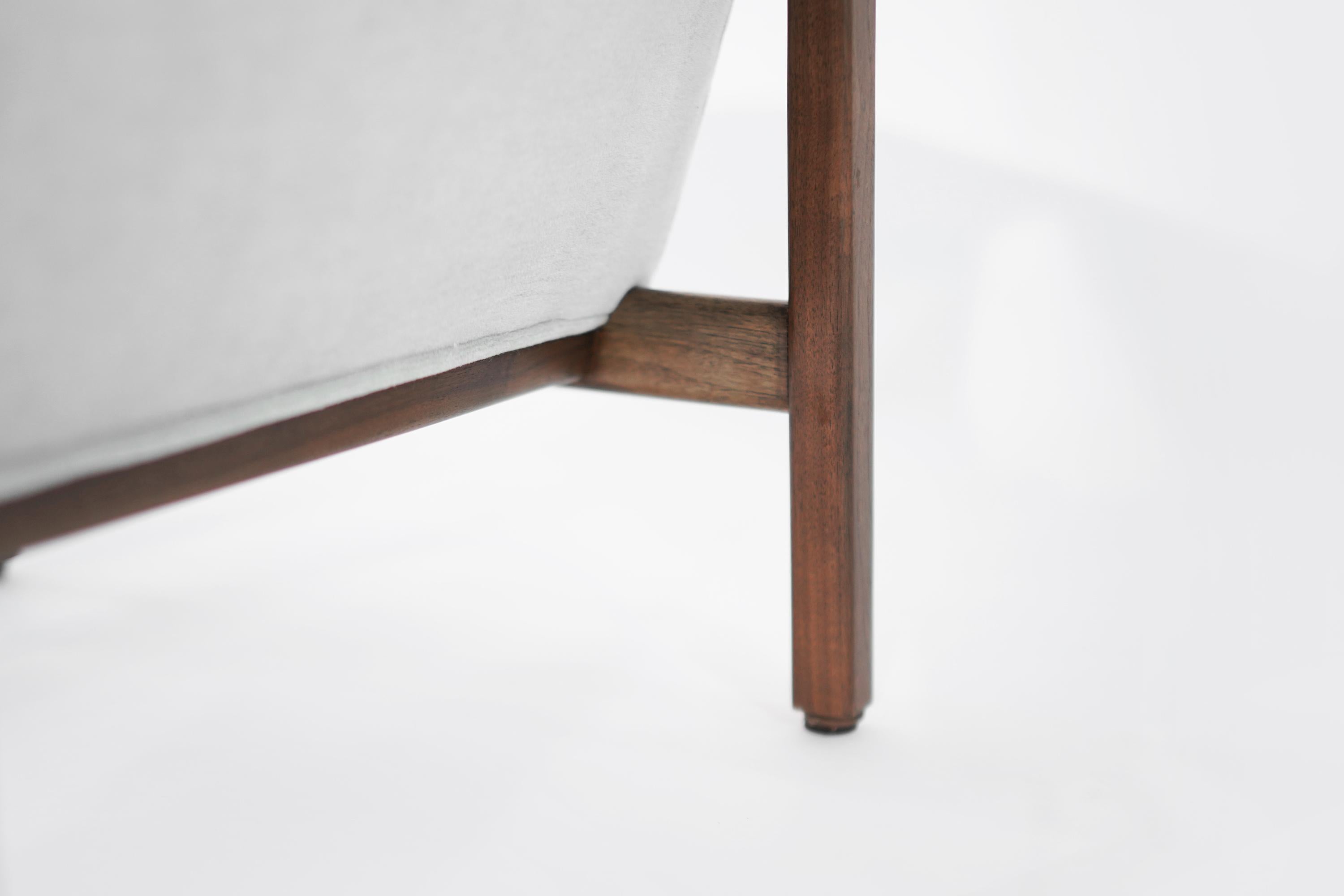 Mid-Century Modern Slipper Chair in Alpaca Velvet by Florence Knoll