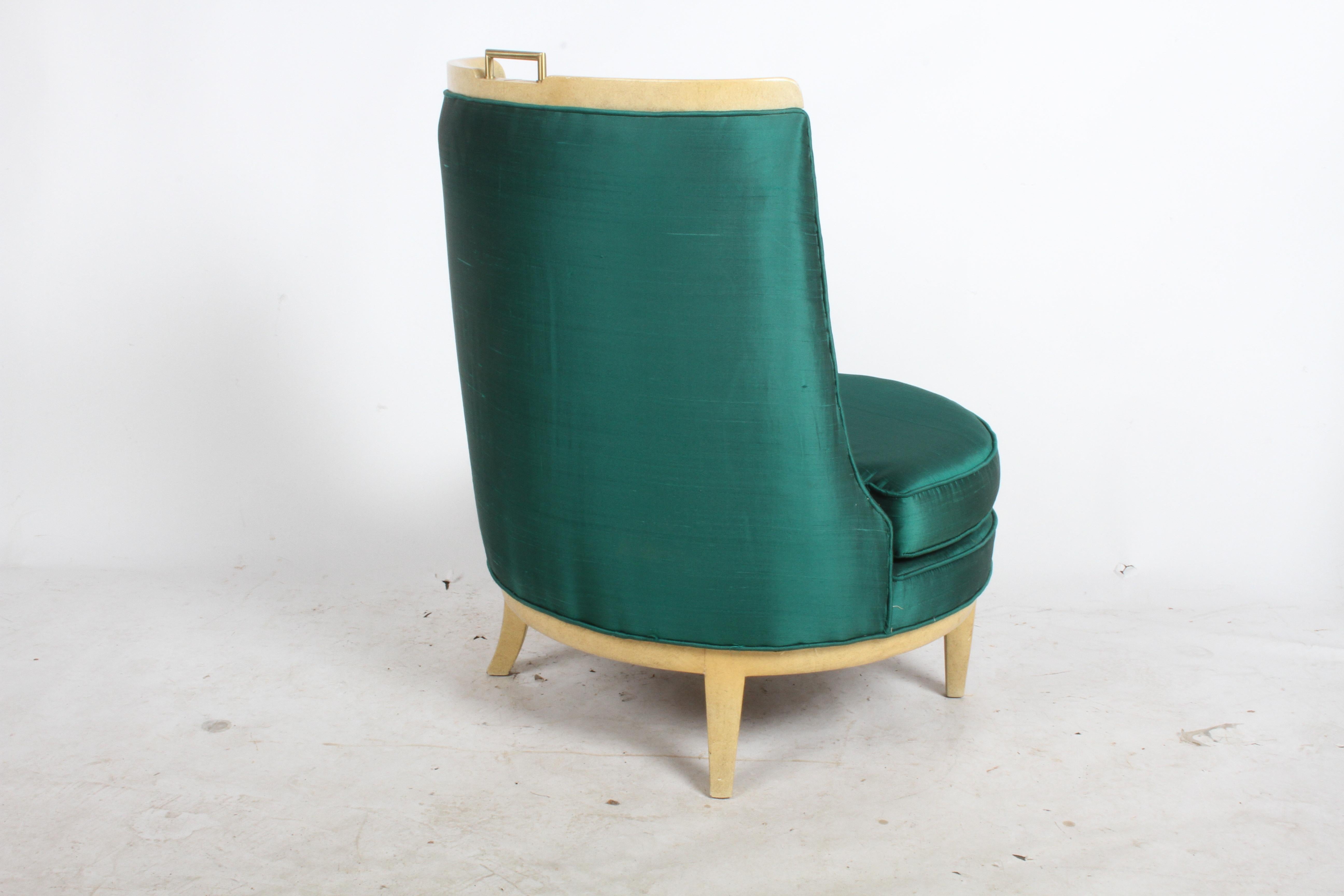 Mid-Century Modern 1950's Faux Finish Slipper Chair in the Style of Samuel A. Marx - Architect For Sale