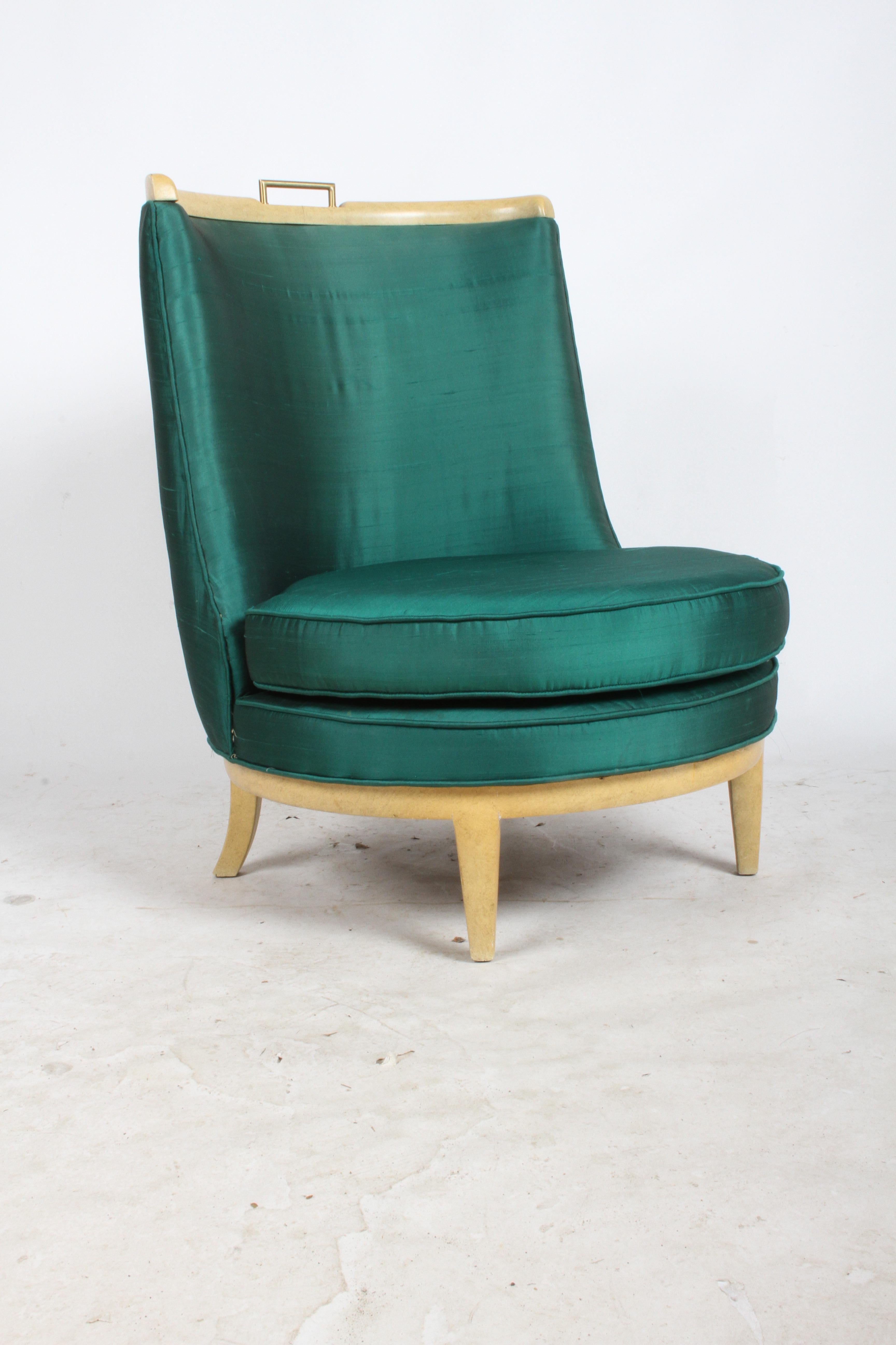 American 1950's Faux Finish Slipper Chair in the Style of Samuel A. Marx - Architect For Sale