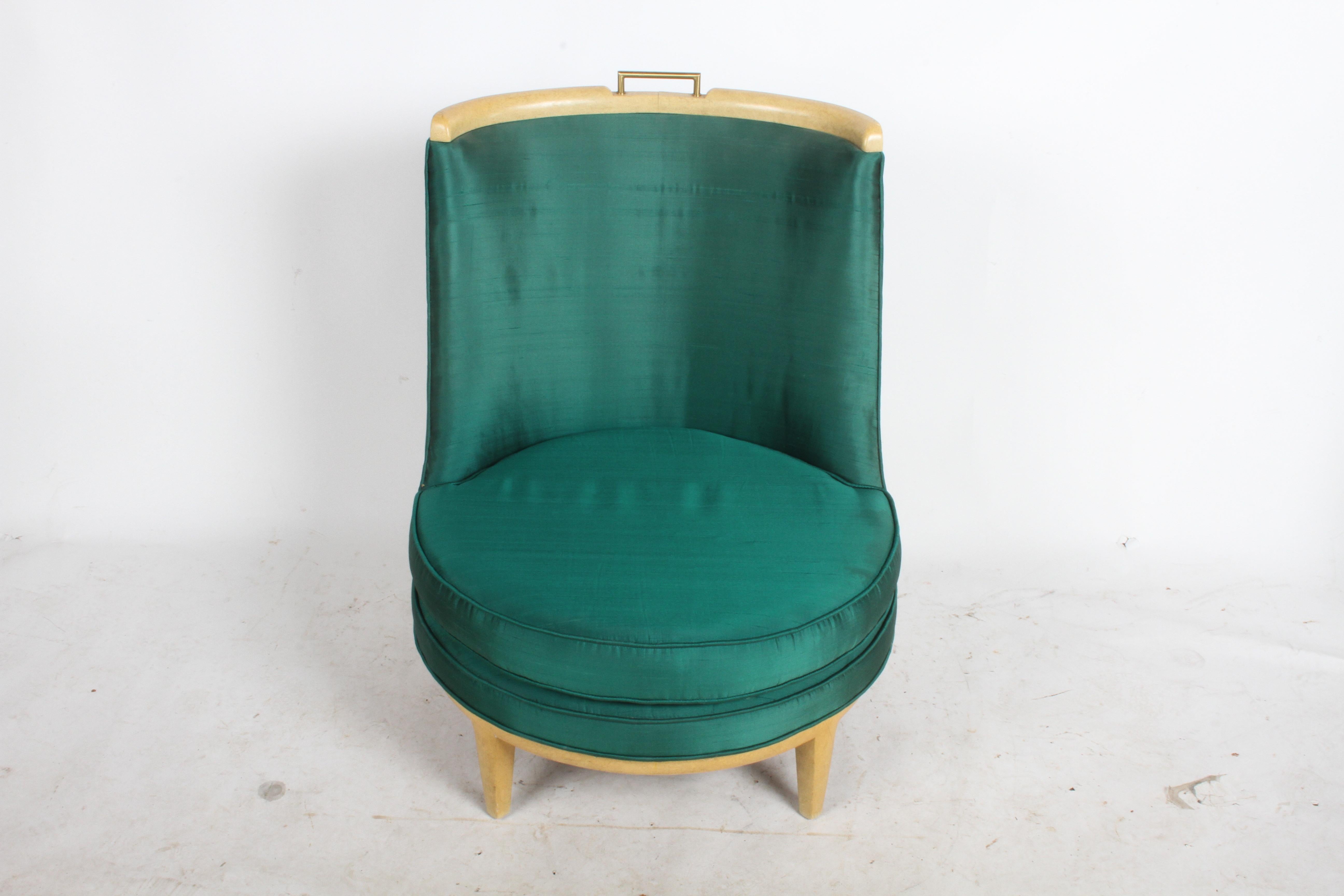 1950's Faux Finish Slipper Chair in the Style of Samuel A. Marx - Architect In Good Condition For Sale In St. Louis, MO