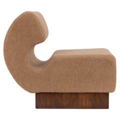 Slipper chair, Italy 70s, Newly Reupholstered in Cashmere Boucle' by Schumacher