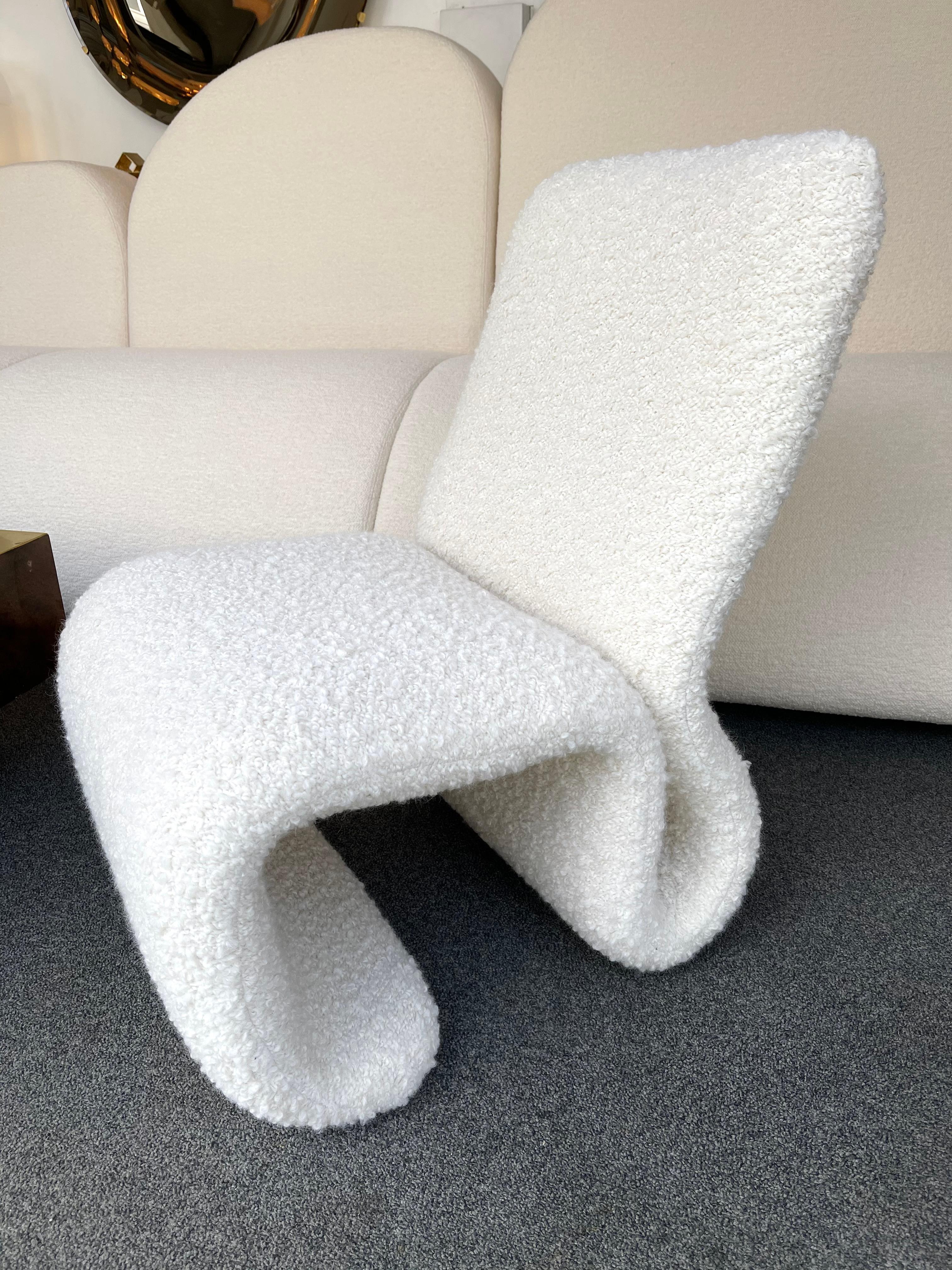 Slipper Chair S Bouclé Fabric, Italy, 1970s 3