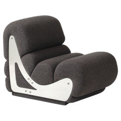 Slipper Chair with Brushed Stainless Steel Accents by Kappa, France, 1970s.