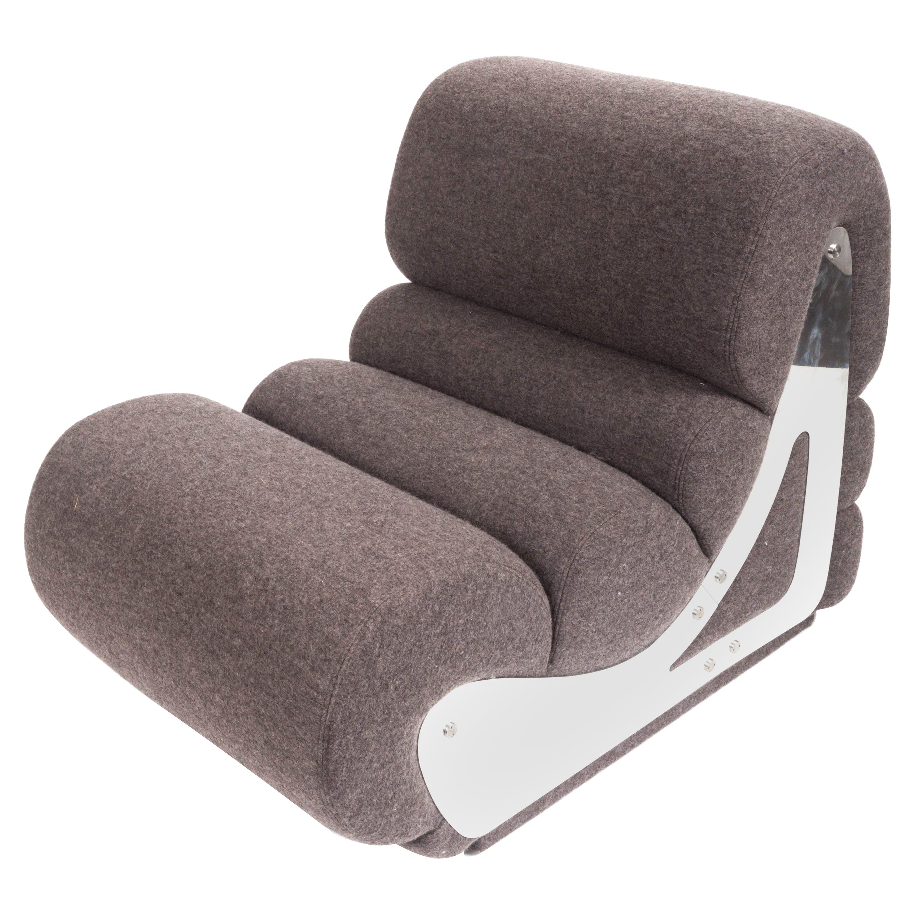 Slipper Chair with Brushed Stainless Steel Sides by Kappa