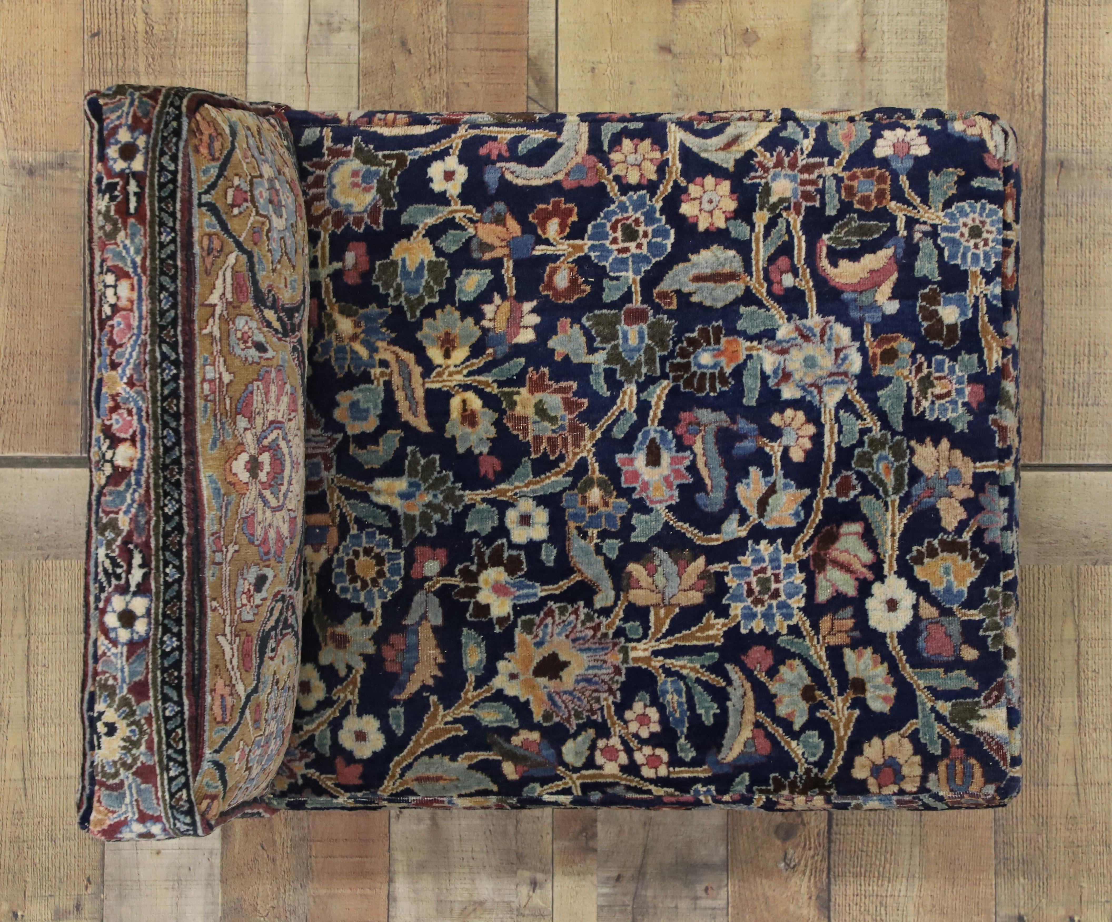 Hand-Knotted Slipper Chair with Claw Feet from Antique Persian Khorassan Rug