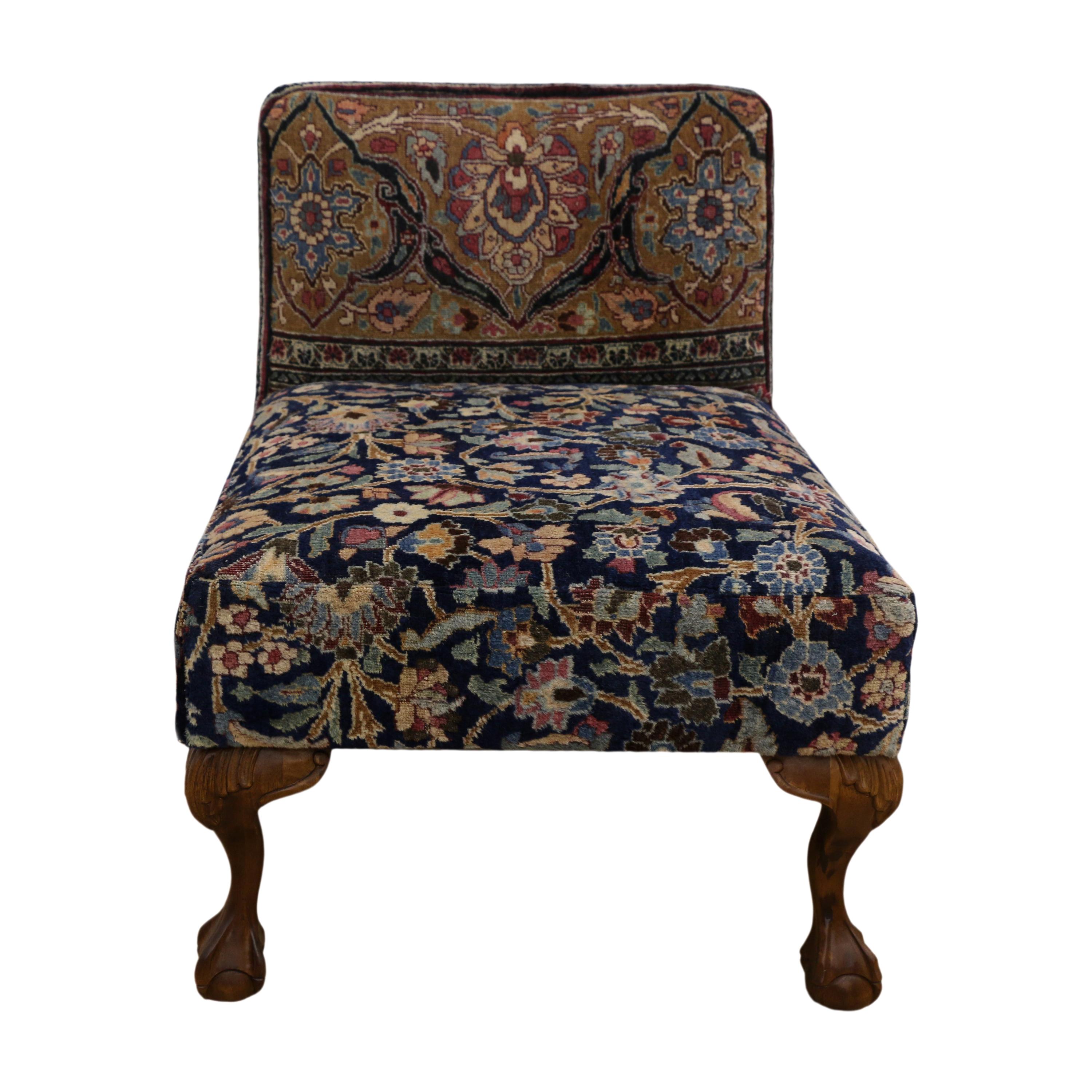 Slipper Chair with Claw Feet from Antique Persian Khorassan Rug