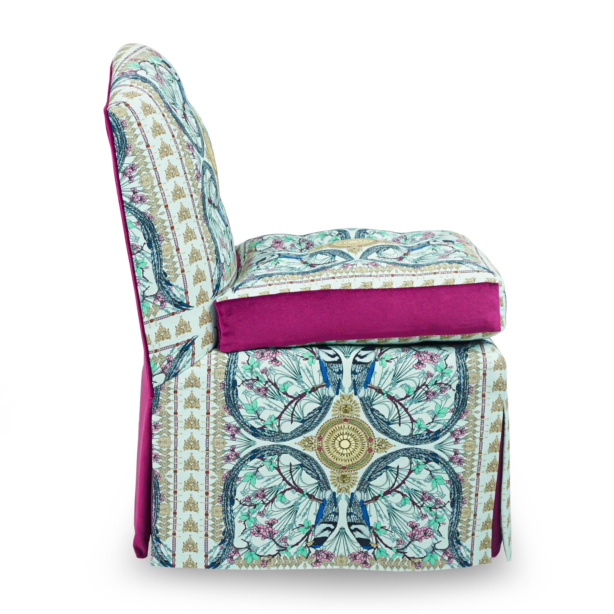 Slipper-Stuhl mit Leiervogeldruck im Angebot 1
