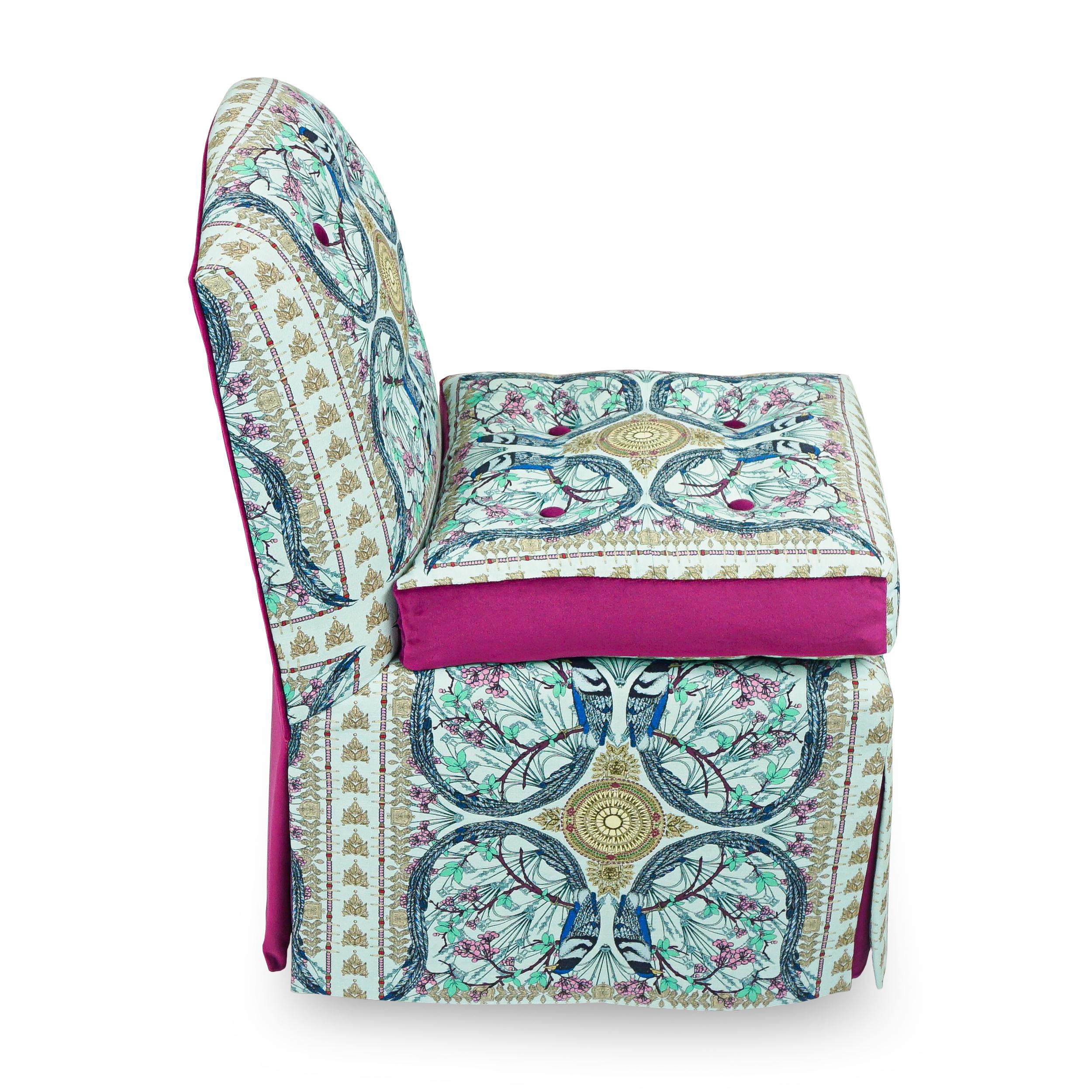 Slipper Chair with Lyrebird Print For Sale 2