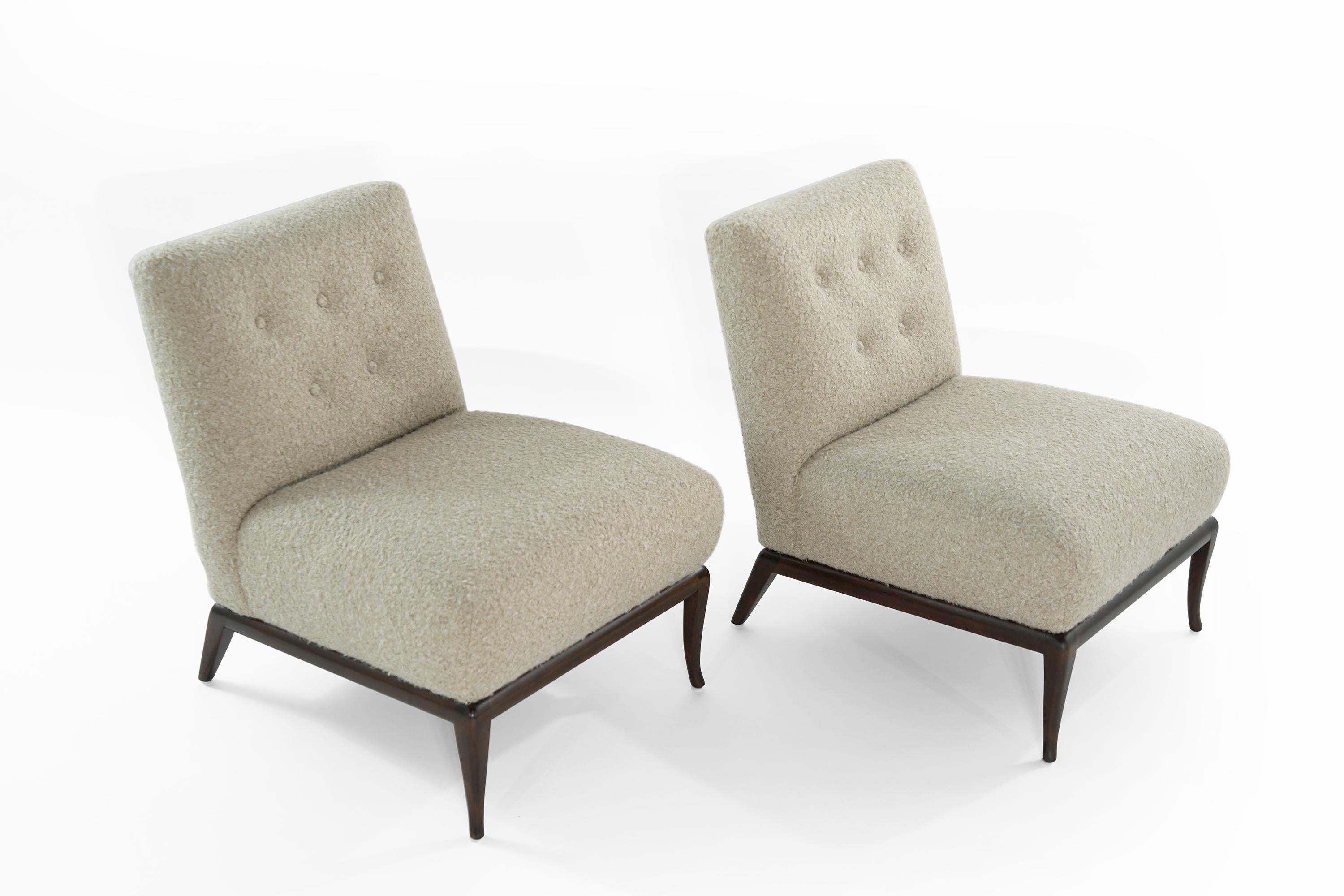 American Slipper Chairs in Bouclé by T.H. Robsjohn-Gibbings, circa 1950s