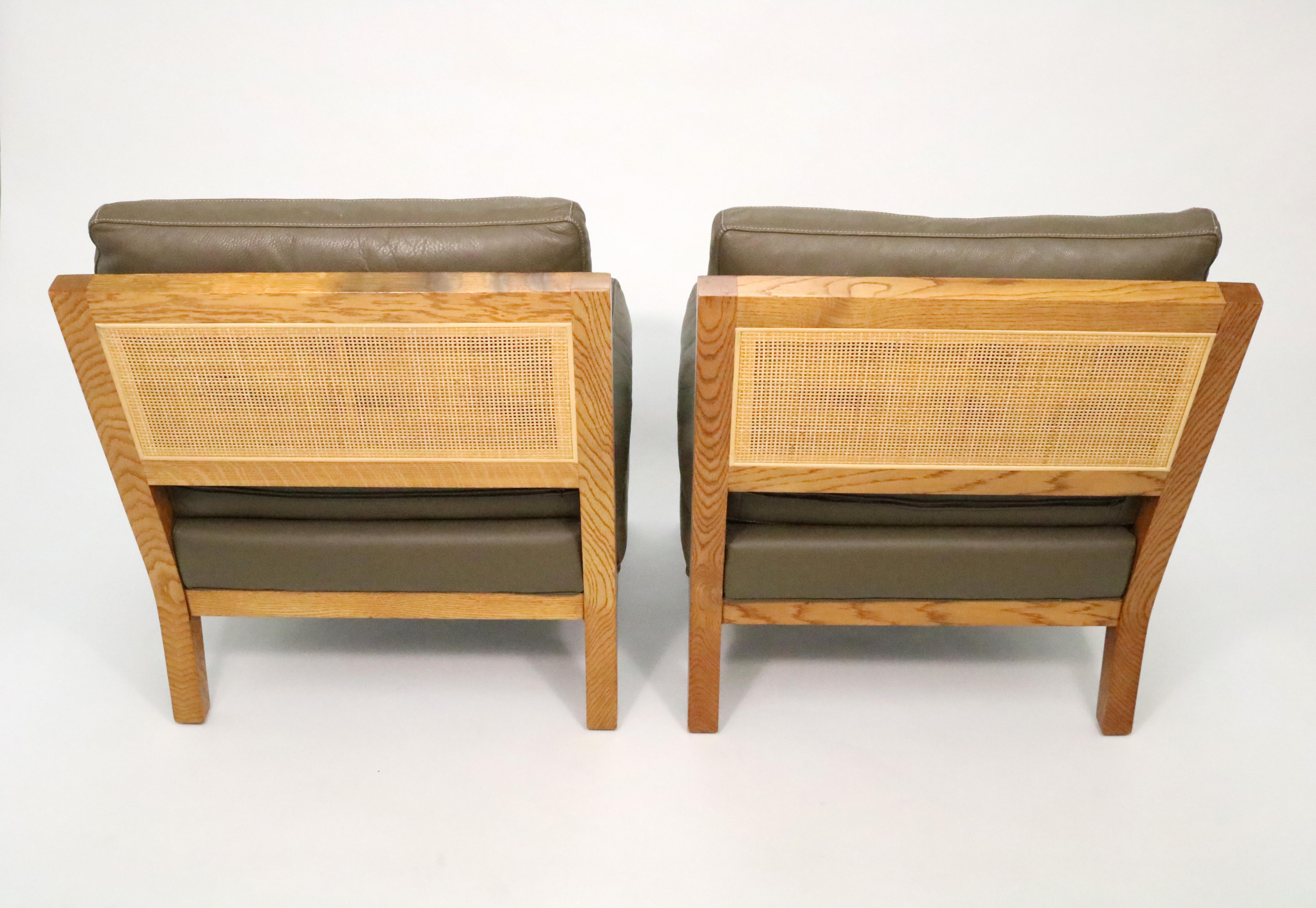 Handsome slipper chairs in leather and cane by Cisco Brothers' Habita Collection.