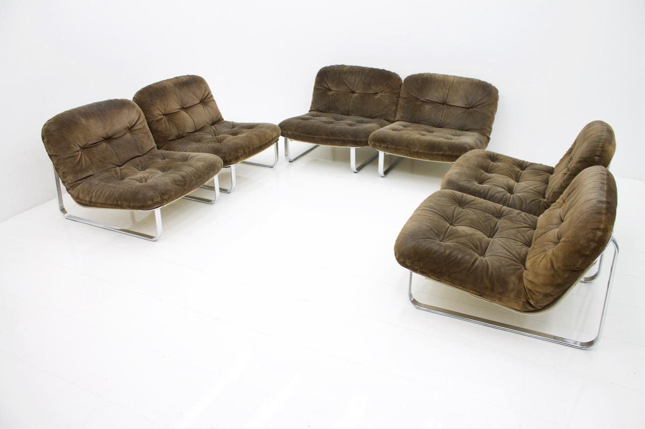 Slipper Lounge Chairs in Chrome and Suede, 1974 3