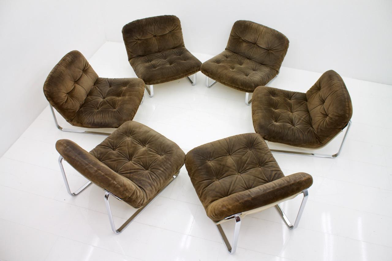 Slipper Lounge Chairs in Chrome and Suede, 1974 2