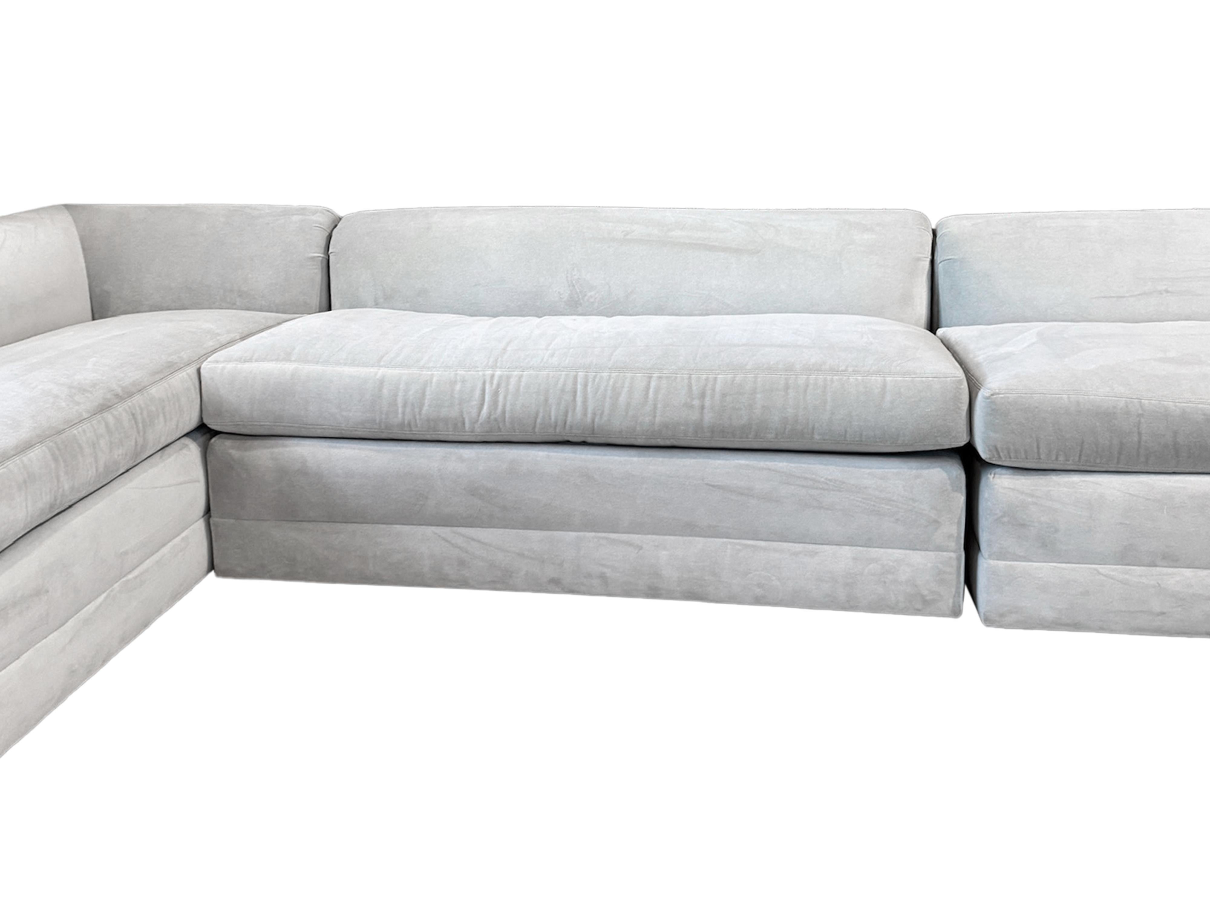 Sectionnel Slipper, quatre pièces, en velours Performance en vente 5