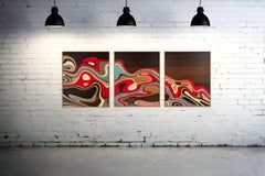 "Slippery Slopes" Marquetry Triptych by Emma Wood of the  w o o d p o p  Studio