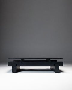 Slit Coffee Table, Wood Top with Dynamic Look, Black Oak