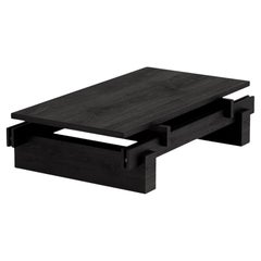 Slit Coffee Table, Wood Top with Dynamic Look, Black Oak