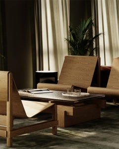 Table basse fendue, plateau en bois avec aspect dynamique, chêne naturel