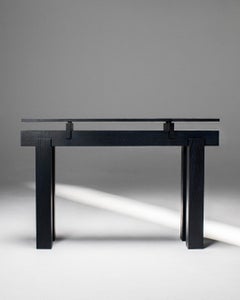 Table console fendue, plateau en Wood avec aspect dynamique, Oak Oak noir